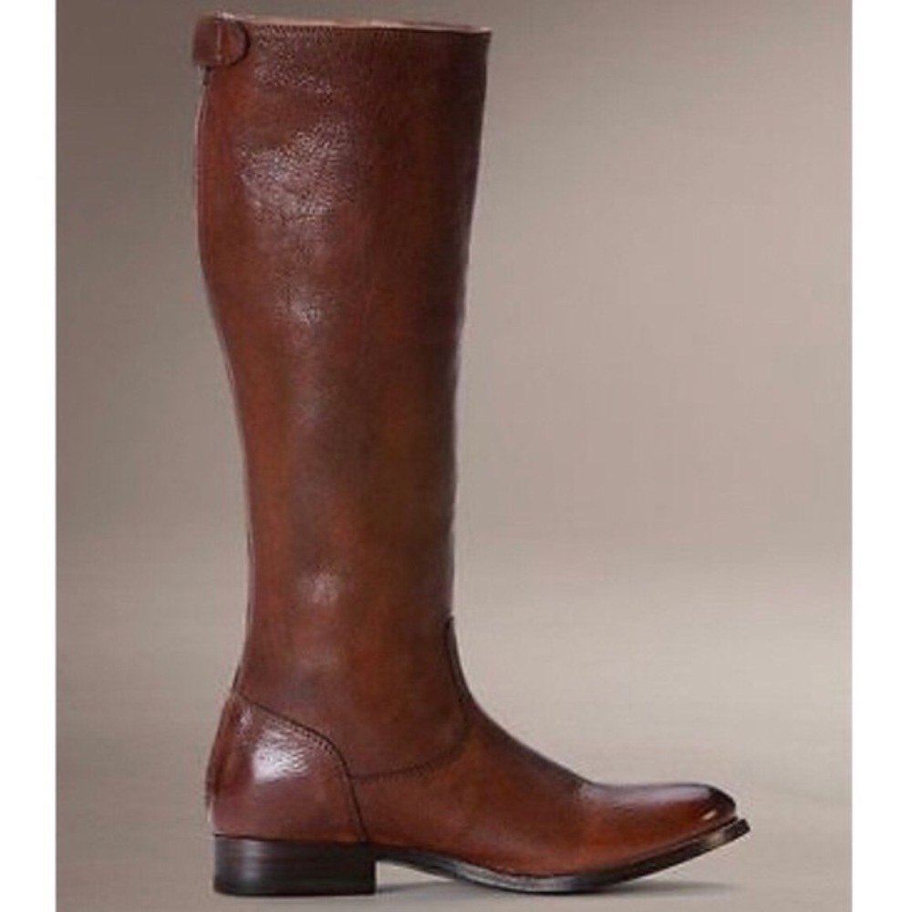 Frye Melissa Button Back Zip Cognac Leather Boots - Picture 4 of 10